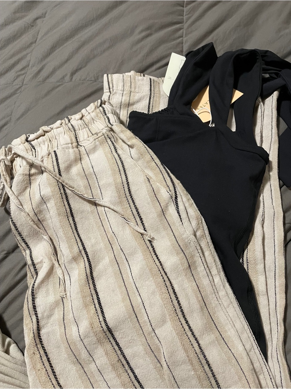 New Blogilates Black Tie-Strap Tank Top size S/Womens Love Tree linen pants - Picture 3 of 12